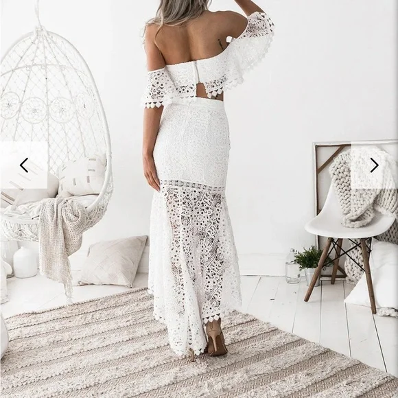 Celine Set White bridal two piece set - Picture 3 of 6